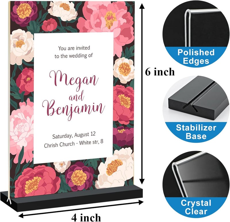 Seencool Acrylic Sign Holder 4x6, 12 Pack Clear Double Sided Menu Vertical Display Stand for Restaurants, Office, Store, Show Fair - Image 3